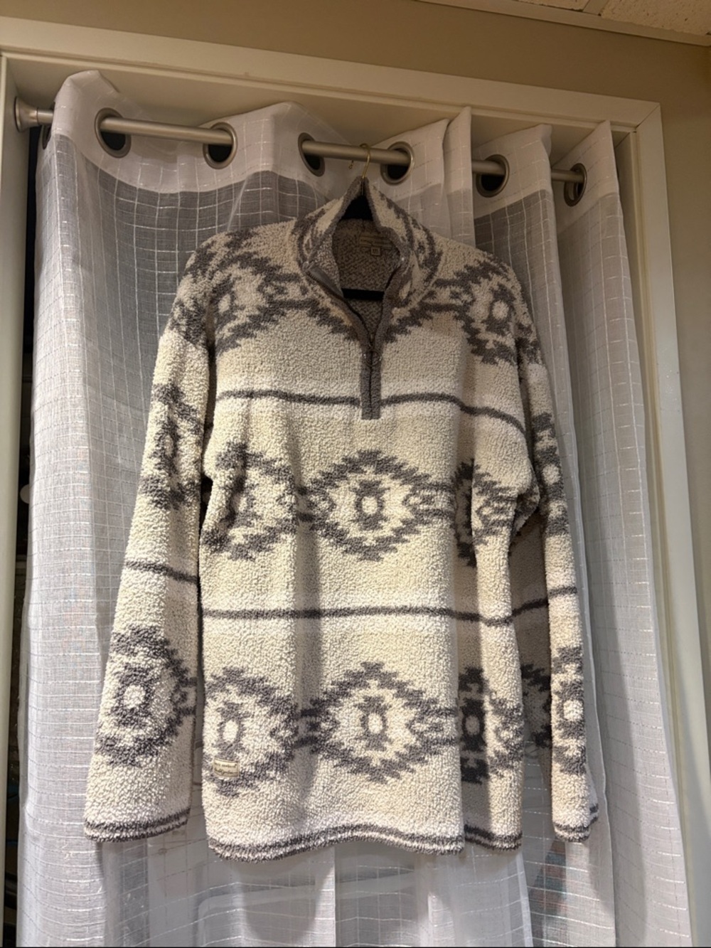 Simply Southern Cream and Gray Sherpa Quarter-Zip Teddy Jacket